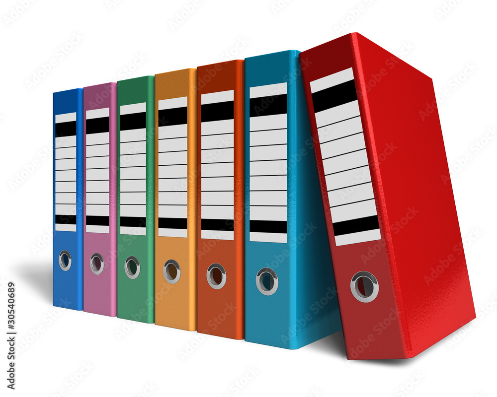 Row of color office folders Row of color office folders