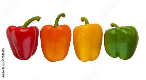 Set of four color sweet peppers