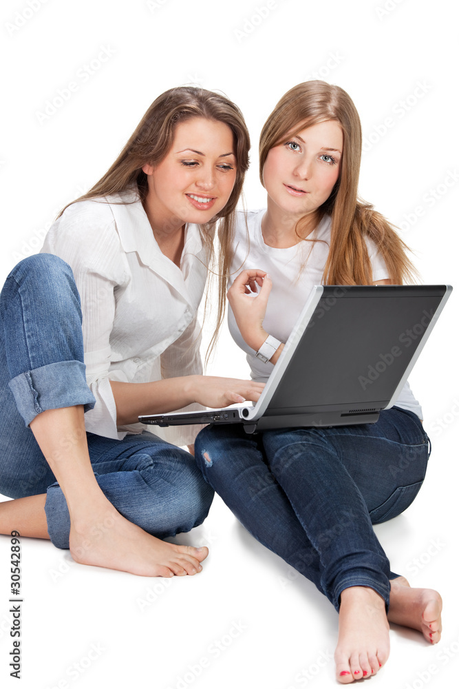 two student girl with laptop two student girl with laptop