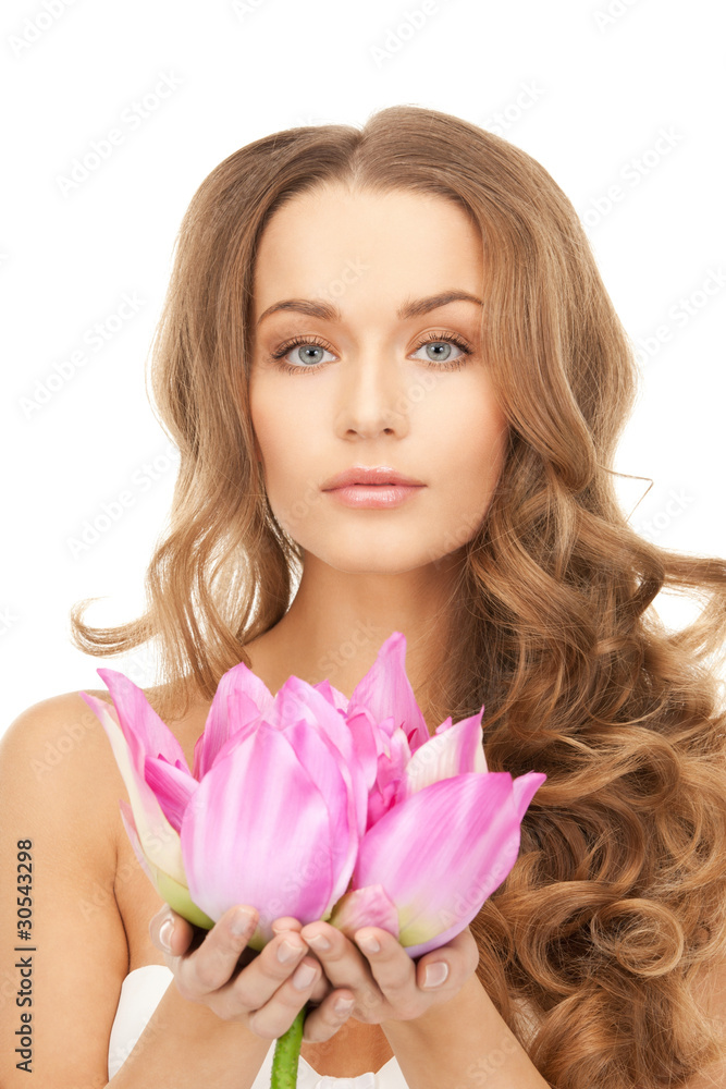 beautiful woman with lotus flower beautiful woman with lotus flower