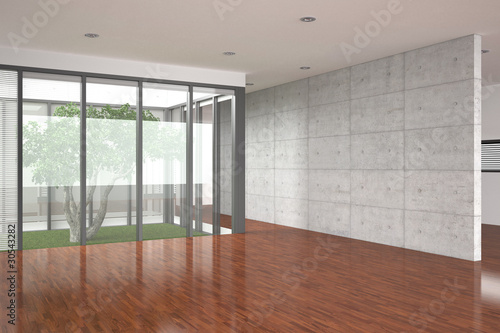 modern empty interior with parquet floor