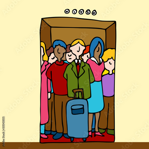 People Riding in Elevator