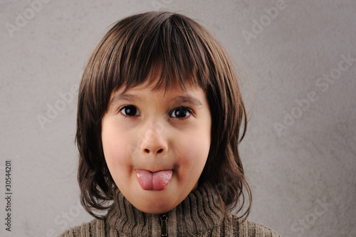 Quadro em tela Schoolboy, series of clever kid with facial expressions