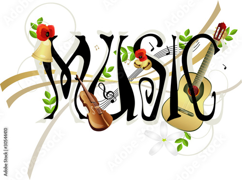 Music, text for poster or card. Vector illustration