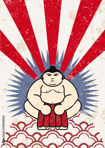 japanese sumo wrestler vector label