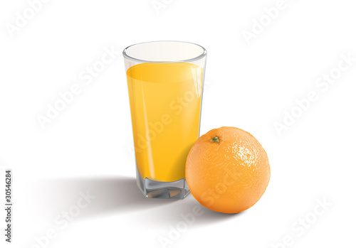 orange juice on the white background