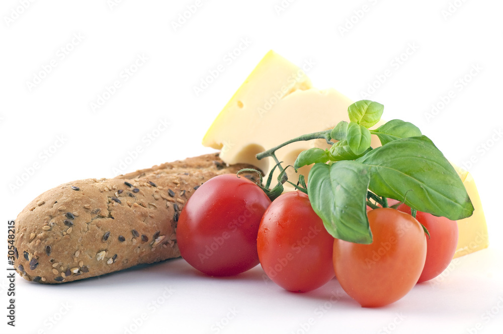 Pane formaggio e pomodori rossi Pane formaggio e pomodori rossi
