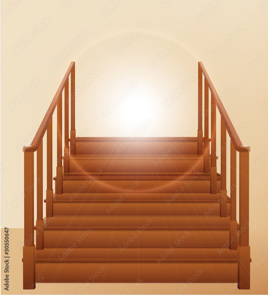 Fototapeta premium Wooden ladder, vector illustration