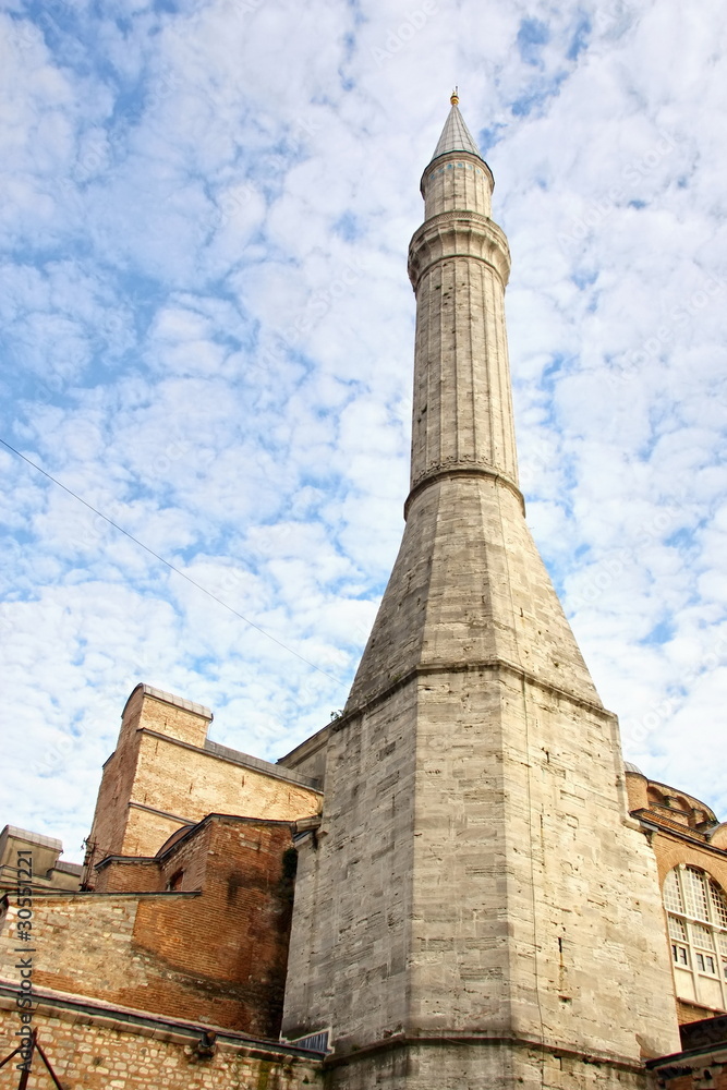 Minaret of Hagia Sophia built by Ottomans
