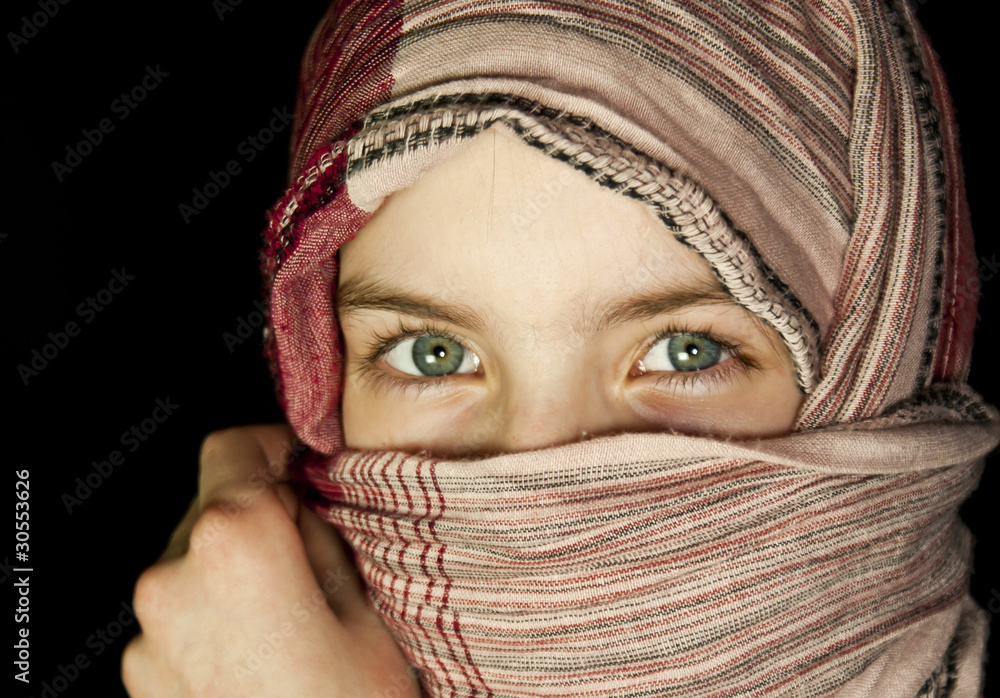 Little girl muffled in a shawl