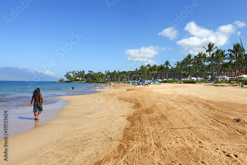 Fototapeta Naklejka Na Ścianę i Meble -  Almost empty Beach near Grand Wailea Resort, Maui. Hawaii