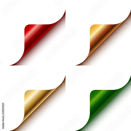 Christmas Metallic Paper Corners Gold/Red/Green