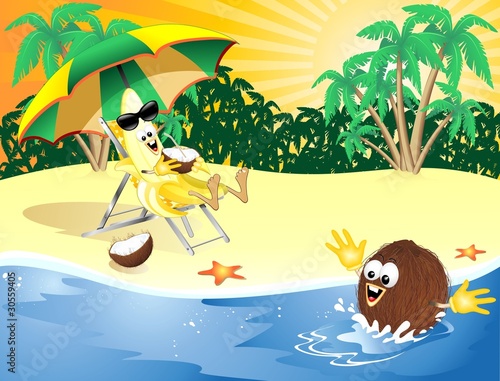 Frutta Tropico Cartoon-Funny Tropical Fruit-2-Vector