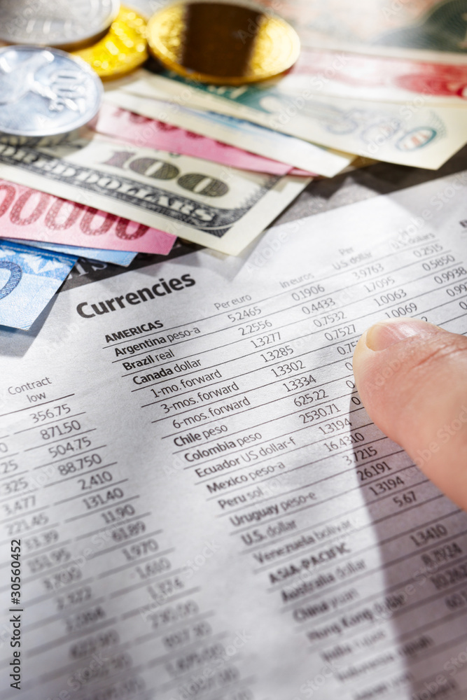 Observing foreign exchange sheet Observing foreign exchange sheet