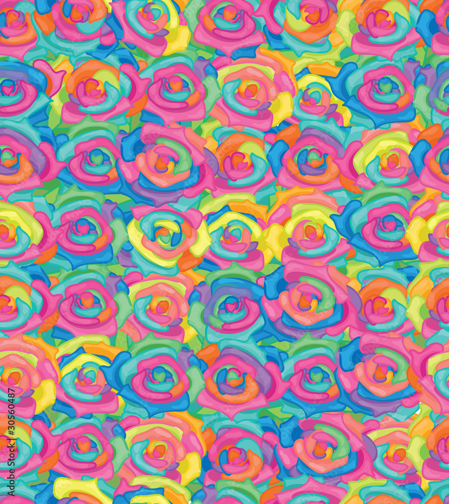 Seamless pattern of colourful roses.