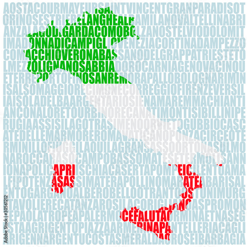 Mappa luoghi famosi d'Italia, bandiera tricolore