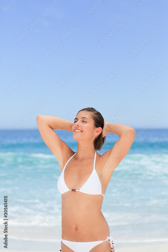 Lovely woman posing in front of the camera