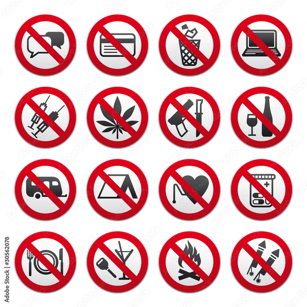 Set of Prohibited Signs Set of Prohibited Signs