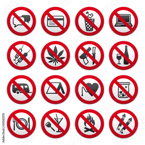 Set of Prohibited Signs