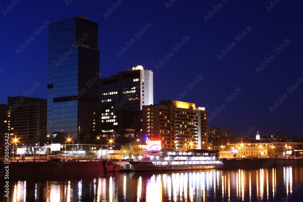 beautiful night landscape, city Moscow, Russia beautiful night landscape, city Moscow, Russia