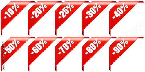discount label + sticker, red