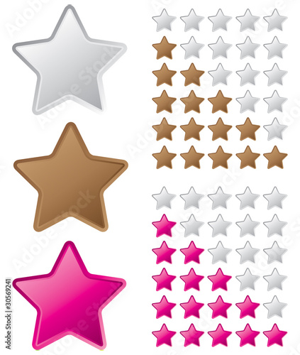 Sterne Bewertung braun - rosa - magenta - set