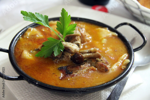 Gazpacho manchego, typical stew from La Mancha, Spain