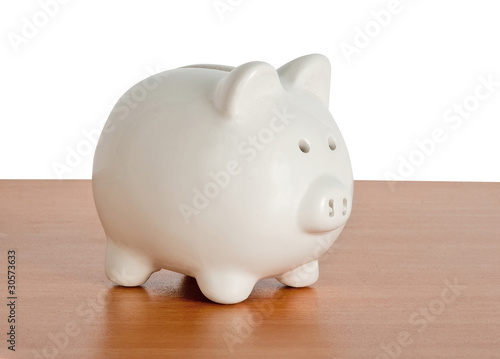 Piggy bank on desk