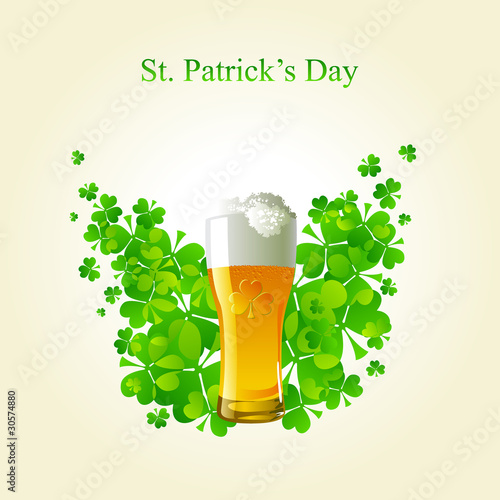 Frosty glass of light beer for St Patrick's Day