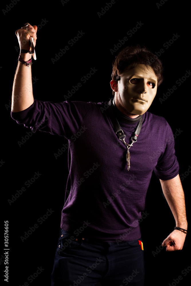 Obraz premium maskierter Psychopath mit Messer