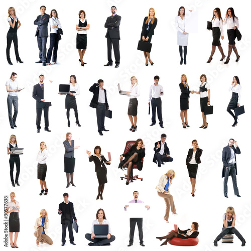 A collage of images with a lot of young business people photo