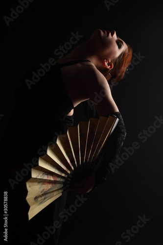 Obraz na plátně Woman with a Fan