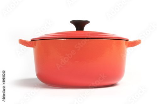 cast iron cooking pot, isolated on white