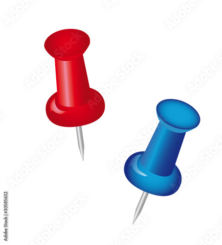 Pins in rot und blau