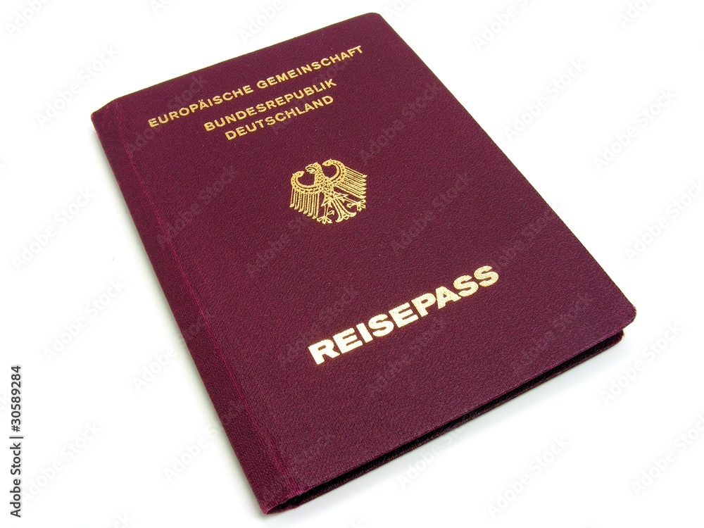A German passport isolated on a white background A German passport isolated on a white background