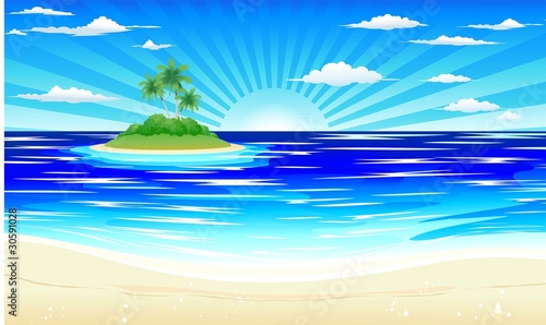 Spiaggia e Isola Tropicale-Exotic Beach and Island-Vector