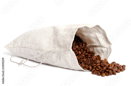 Coffee beans in bag.