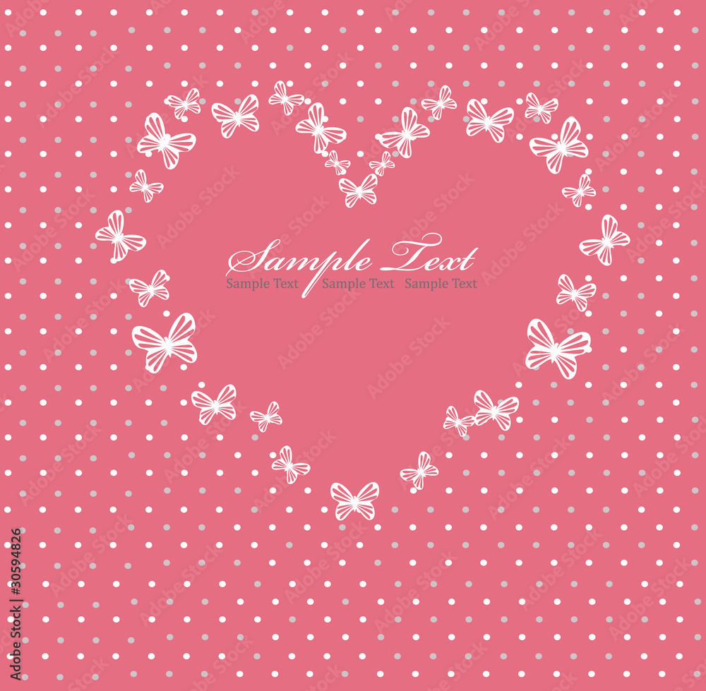 Pink Valentines day card with heart