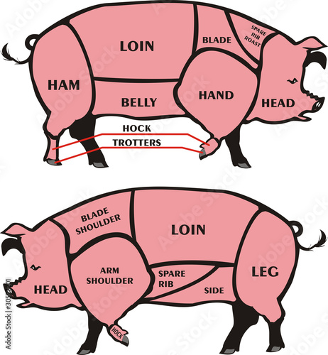 cuts of pork - american & british