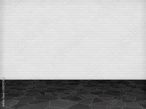 Raum: Weisse Wand mit schwarzem Boden