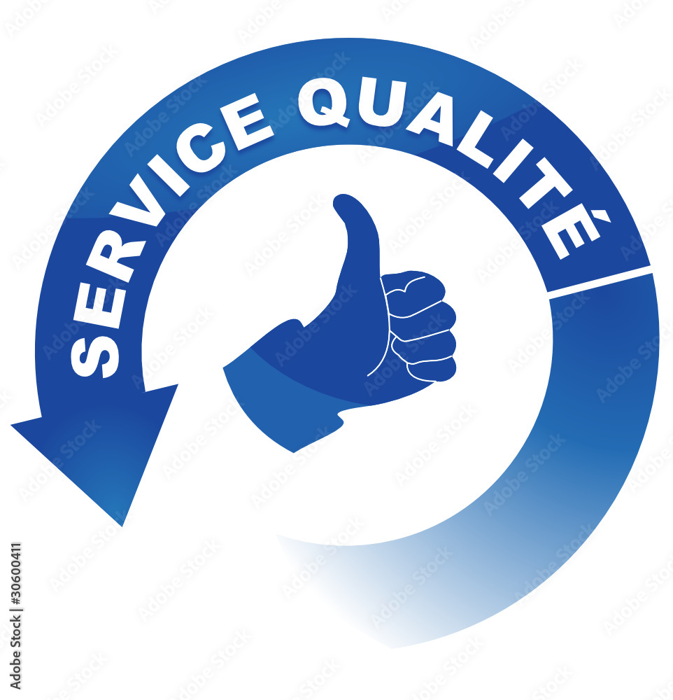 service qualité sur vignette fléchée bleue service qualité sur vignette fléchée bleue
