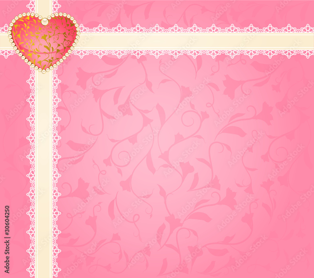 Beautiful background with lace ornaments and hearts Beautiful background with lace ornaments and hearts