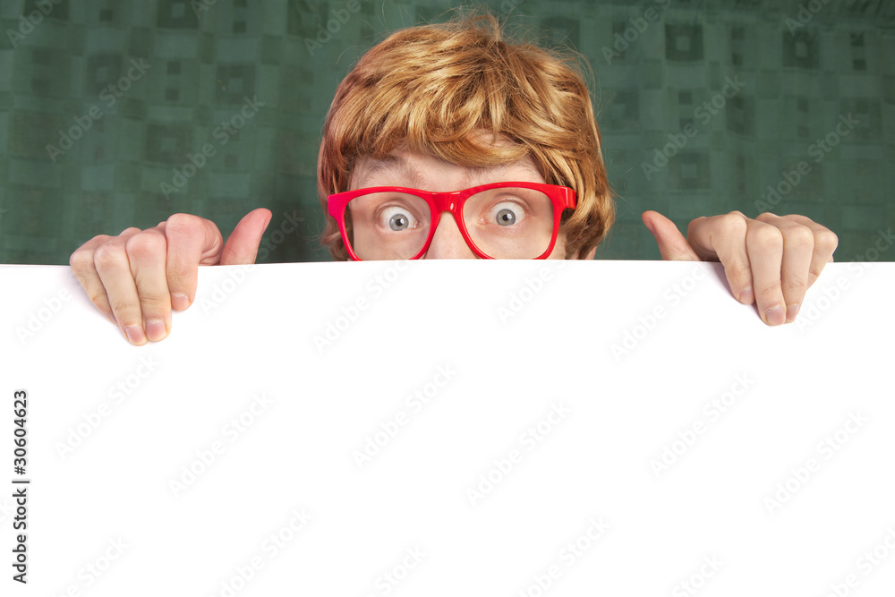 Funny guy with blank card Funny guy with blank card