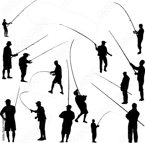 fishermen and fishing equipment 1 - vector