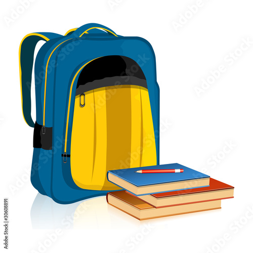 School Bag with Book and Pencil