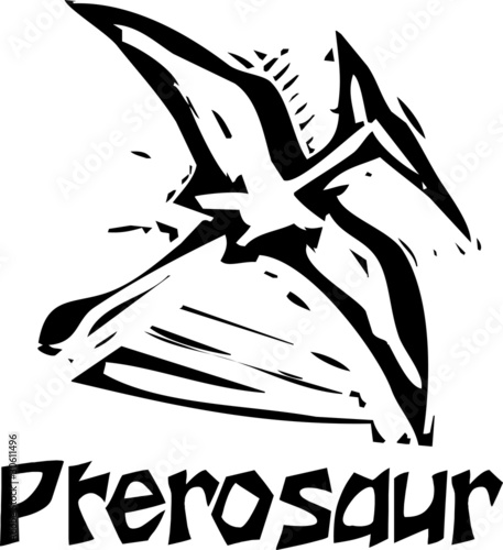 Woodcut Pterosaur Dinosaur