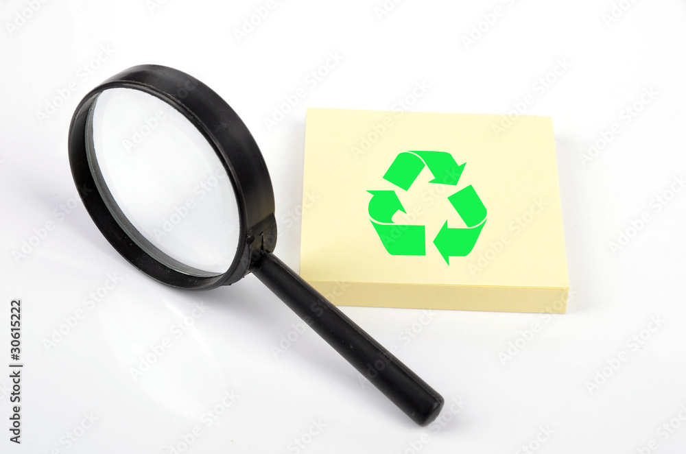 Magnifier and notepaper Magnifier and notepaper