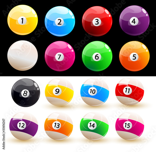 Set of colored balls billiard