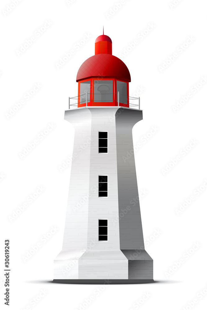 Detailed vector lighthouse isolated on white Detailed vector lighthouse isolated on white