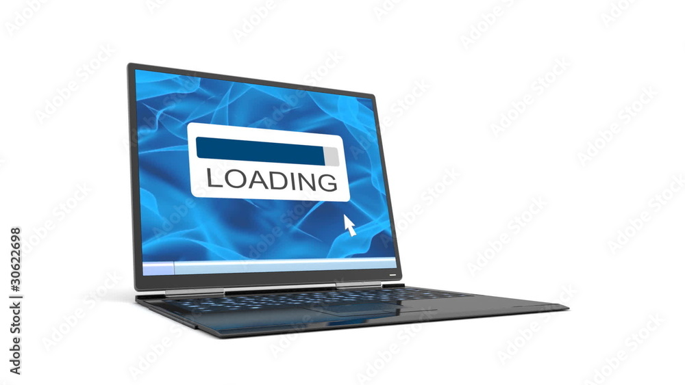 laptop has broken down when loading is finished, 3d animation laptop has broken down when loading is finished, 3d animation